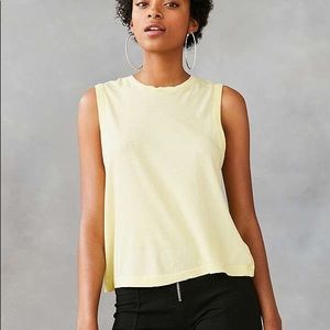 UO SILENCE + NOISE WASHED OUT YELLOW MUSCLE TANK